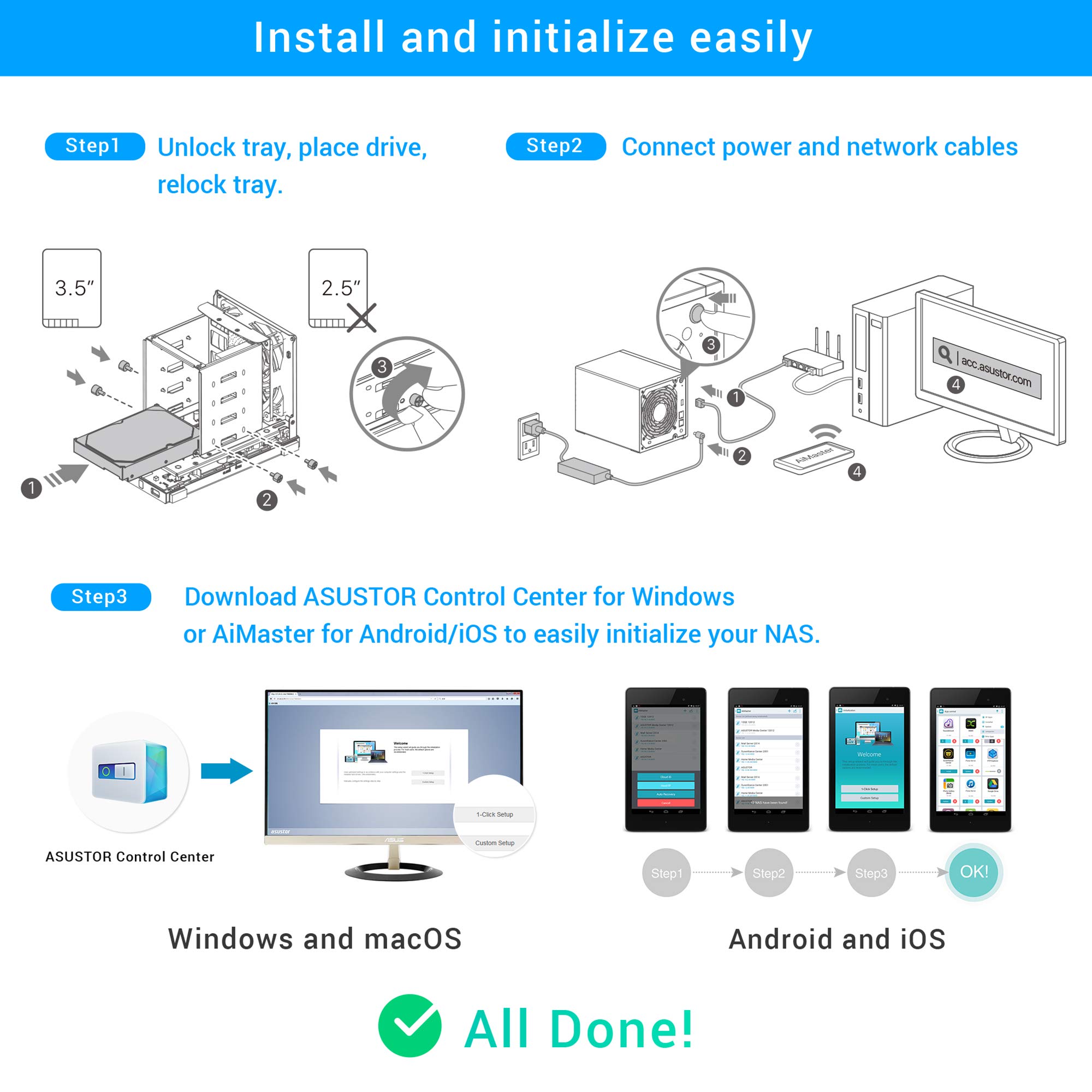 Asustor AS1004T v2-4 Bay NAS + Free exFAT License, 1.6GHz Dual-Core, 512MB RAM, Network Attached Storage, Personal Private Cloud, Home Media Server (Diskless)