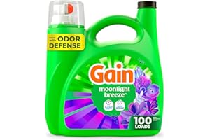 Gain Liquid Laundry Detergent, Moonlight Breeze Scent, Freshness + Odour Fighting, Laundry Detergent Liquid Soap, 107 loads, 