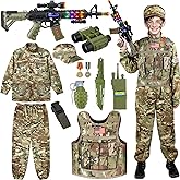 GIFTINBOX Army Costume for Boys, Kids Military Costumes with Military Vest, Soldier Boy Costume with Army Toy Accessories, Halloween Costumes for Boys Kids 3-13