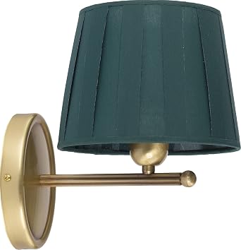 Wandleuchte Stoff Schirm Grun Metall Messing Deko Ornament