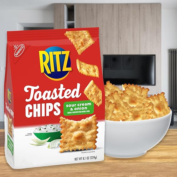 RITZ TOASTED CHIPS SOUR CREAM AND ONION CRACKERS, 8.1 OZ