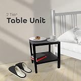 DIVCHI 2 Tier Side End Table Nightstand Black 38x45 cm 2 Tier Sofa Table view 3