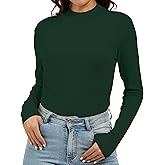 Jeqeocafy Women's Knitted Rib Mock Neck Long Sleeve Tshirt Fall Fashion Basic Thermal Underwear Tops Winter Clothes 2026