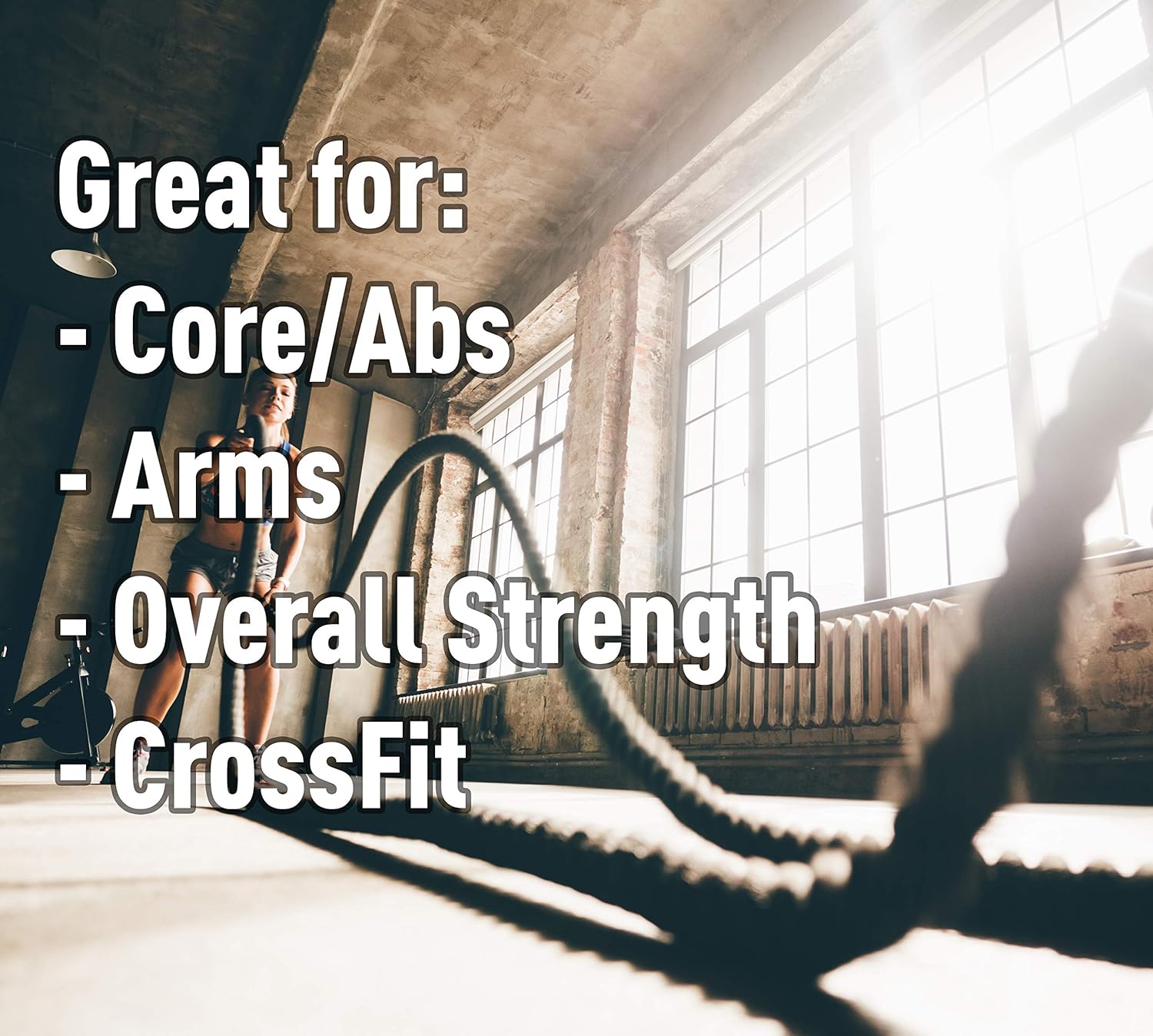 Offroading Gear 40'x1.5 Battle Exercise Workout Rope w/Anchor - Great for Strength Training & Conditioning - Crossfit/Gym : Sports & Outdoors