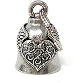 Heart with Wings Motorcycle Biker Bell Accessory or Key Chain for Luck