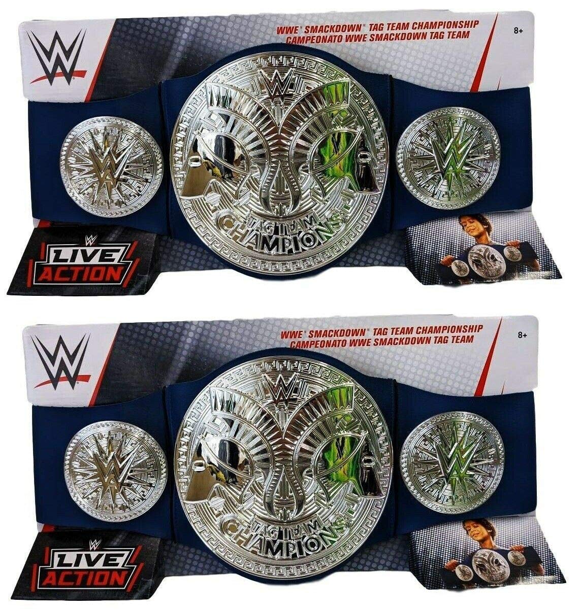Wrestling Set of 2 WWE Mattel Smackdown Tag Team Championship Replica Toy Kids Title Belts