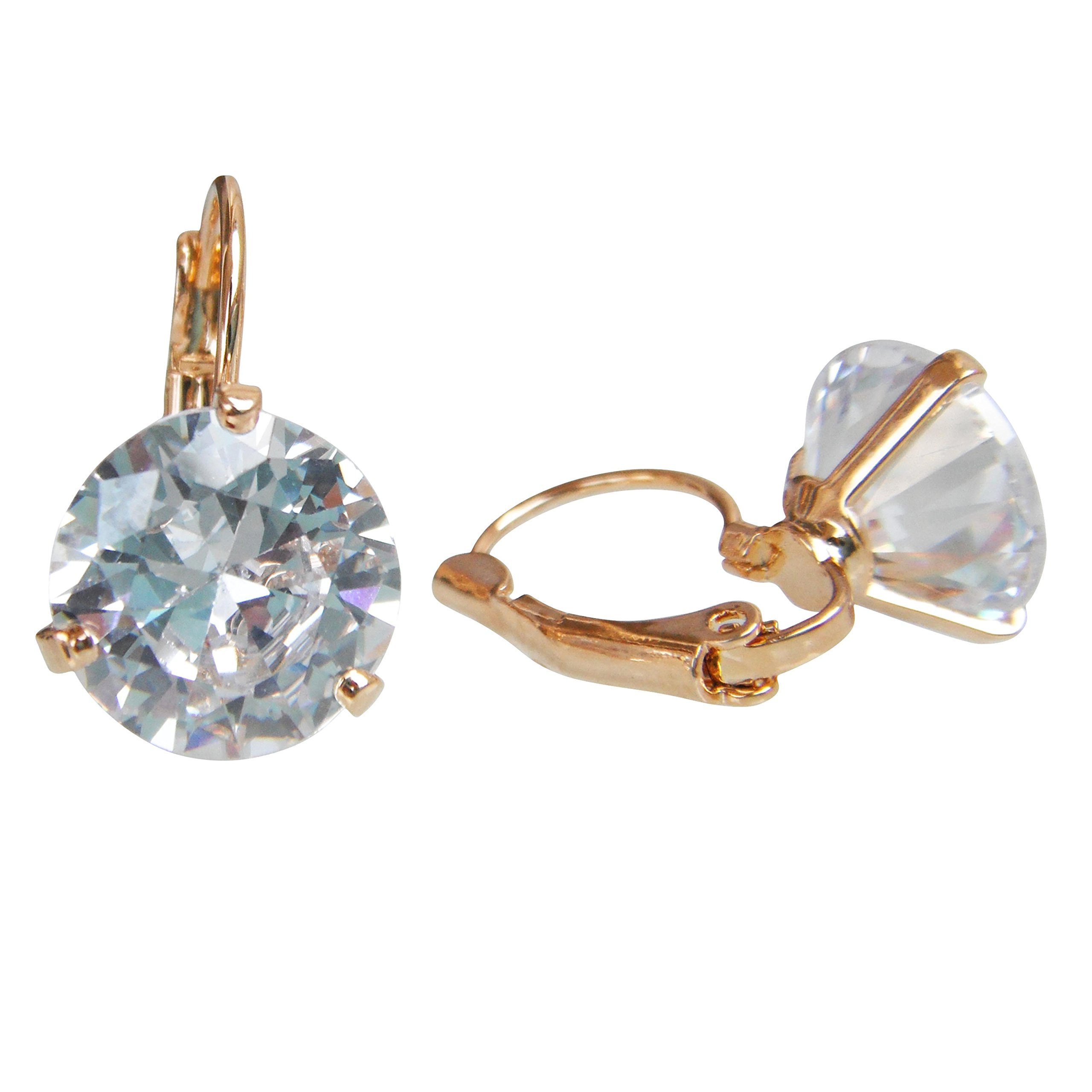 Navachi 18k Gold Plated Circle Clear Zircon Hoop Az1425e Leverback Earrings