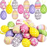 Easter Egg Ornaments for Tree Decorations 20 Pack Paper Mache Hanging Egg Ornaments for Easter Spring Holiday Party Favor Supplies