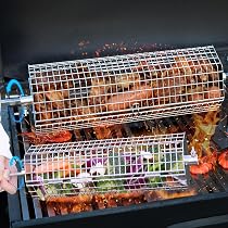 2 Paniers Grill Hexagonaux Pliables En Inox - Pour Barbecue Extérieur - Poignée Amovible - Idéal Légumes, Viandes