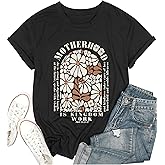 Christian Shirts for Women Kingdom Work Bible Verse T-Shirt Wildflower Print Graphic Tee Tops