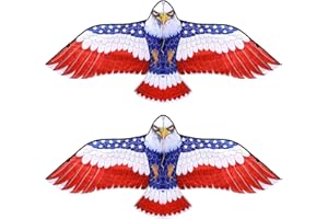 BOOSON 2 Pack Independence Day Eagle Kites Patriotic Flag Kites for Adults and Kids 72.8 x 32.7 Inch Easy to Fly Large Kite for for 4th of July Beach Trip Family Outdoor Activities Games