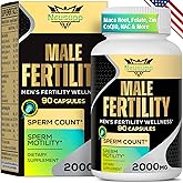 Fertility Supplements for Men, Male Fertility Supplement - Optimal Sperm Count, Motility and Strength, 2000MG Mens Prenatal Vitamins with CoQ10 Maca Root, Zin, NAC &Folate for Conception - 90 Capsules