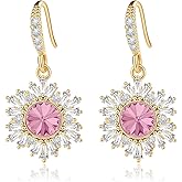 Austrian Crystal Snowflake Drop Dangle Earrings for Women Dangling Christmas Earrings 14K Gold Plated Hypoallergenic Jewelry