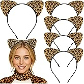 BAOPLAYKIDS 5pcs Leopard Cheetah Ears Headband, Cat Ears Headband Accessories for Women, Halloween Parties Cosplay Costume Accessories for Adult (Gold)