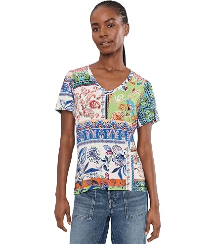 Johnny Was Womens The Janie Favorite Short Sleeve V-Neck Tee