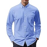 J.VER Men's Oxford Shirt Solid Casual Button Down Collar Shirts Long Sleeve Dress Shirts with Pocket