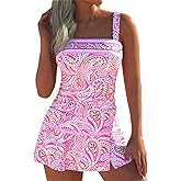 ROSEWE Womens Tummy Control Tankini Bathing Suits, Two Piece Ruched Swimsuits, Floral Print Swimdress with Skirt