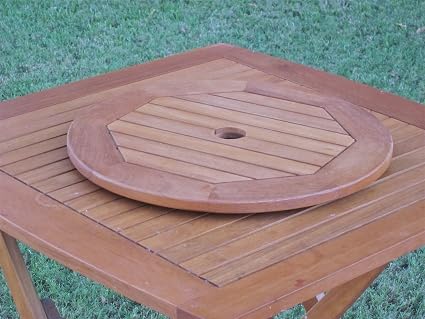 Amazon Com International Caravan Tt Ls 002 20 Ic Furniture Piece Royal Tahiti Outdoor 20 Round Lazy Susan With Umbrella Hole Brown Furniture Decor