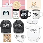 Teenyyou 15 Pcs New Mom Gifts for Women Pregnancy Announcement for New Parents Gender Reveal Gifts Bear Mug Decision Coin Baby Socks Bodysuit Set for First Time Mom Expecting Parents to Be Baby Shower