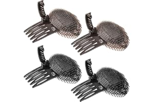 Waydress 4 Pcs Invisible Fluffy Hair Clip Puff Hair Head Cushion Sponge Filler with Clip Hairs Bumps Volume Quick Insert Increase Bun Base Comb Fluffy Hairstyle Tool for Women(Brown, Black)