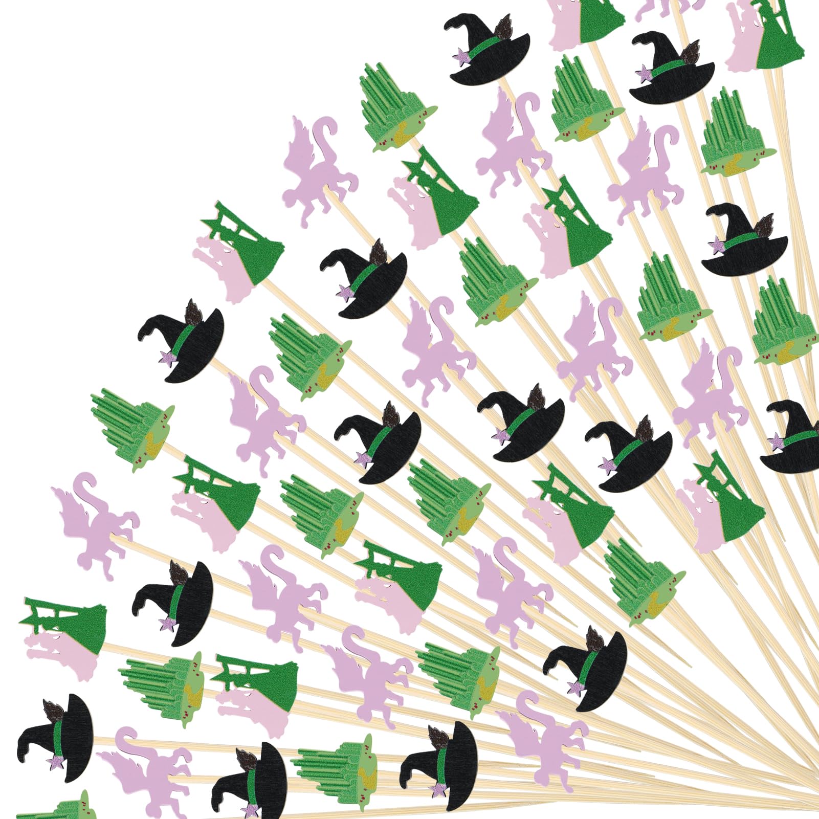 Photo 1 of 200 Pcs 4.7 Inch Toothpicks for Appetizers,Pink Green Witch Cocktail Picks