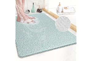 REESTBOO Loofah Shower Mat, Soft Textured PVC Non-Slip Shower Rug Bath Mat with Drain, Quick Drying Bathroom Floor Mat for We