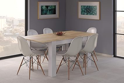 Esidra Tavolo Pranzo Allungabile Legno Bianco E Rovere 140