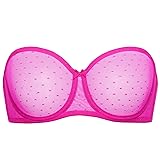 DOBREVA Women's Mesh Strapless Bra Sheer Unlined