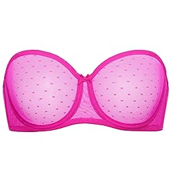 DOBREVA Women's Mesh Strapless Bra Sheer Unlined