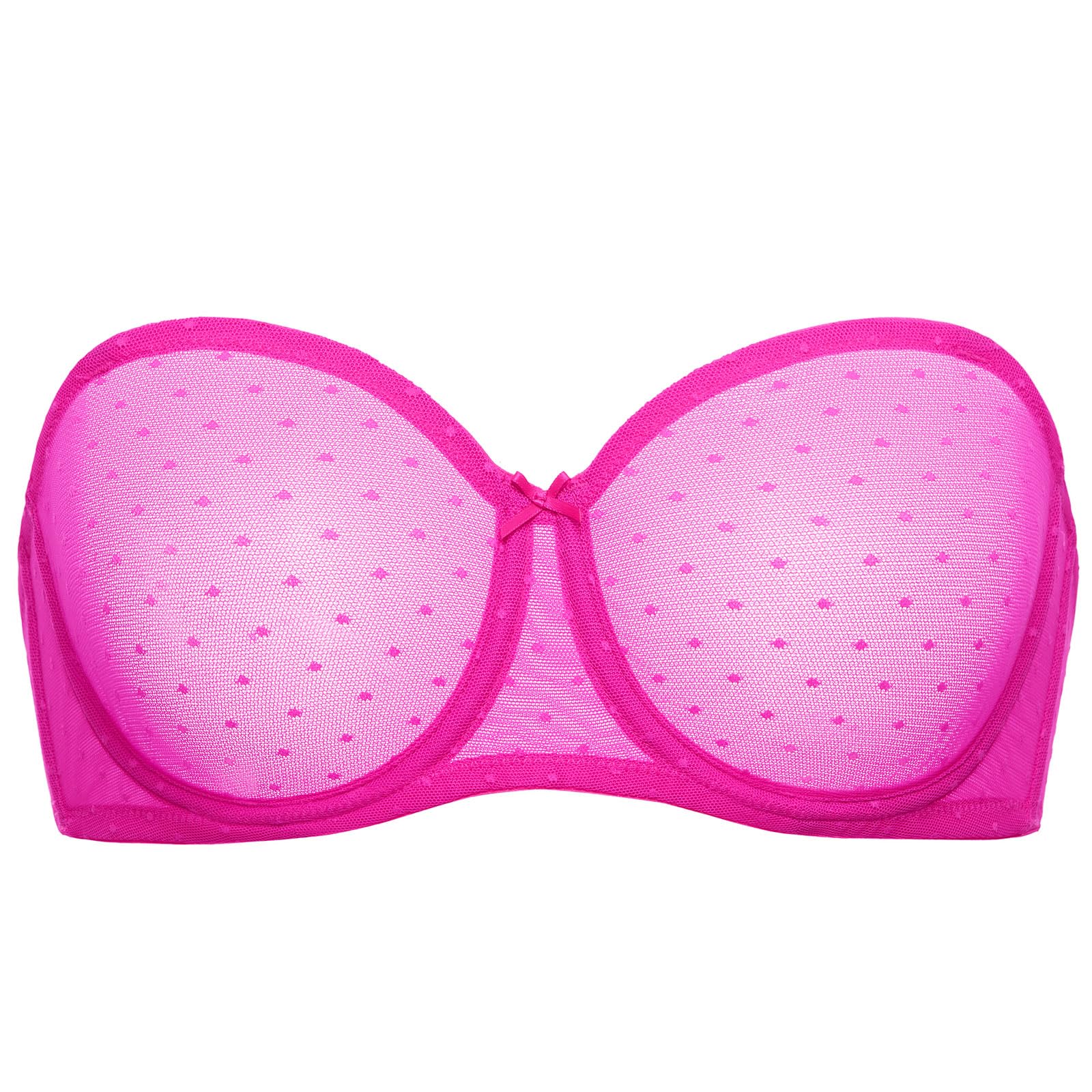 DOBREVA Women's Mesh Strapless Bra Sheer Unlined