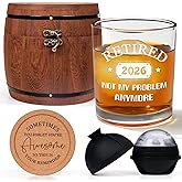 Futtumy Retirement Gifts for Men, Retired 2026 Not My Problem Anymore Whiskey Glass Set, Funny Retired Gifts for Boss Coworker Husband Teacher Friends Dad Grandpa, 10 Oz Retirement Old Fashioned Glass
