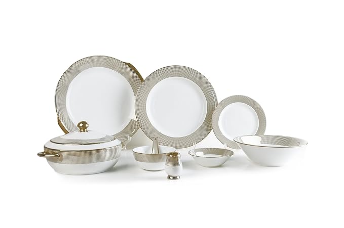 Clay Craft Georgian Ebony E621 Bone China Dinnerware Set, 38-Pieces, Multicolor