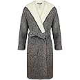John Christian Men's Hooded Fleece Robe, Dark Gray Marl