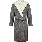 John Christian Men's Hooded Fleece Robe, Dark Gray Marl