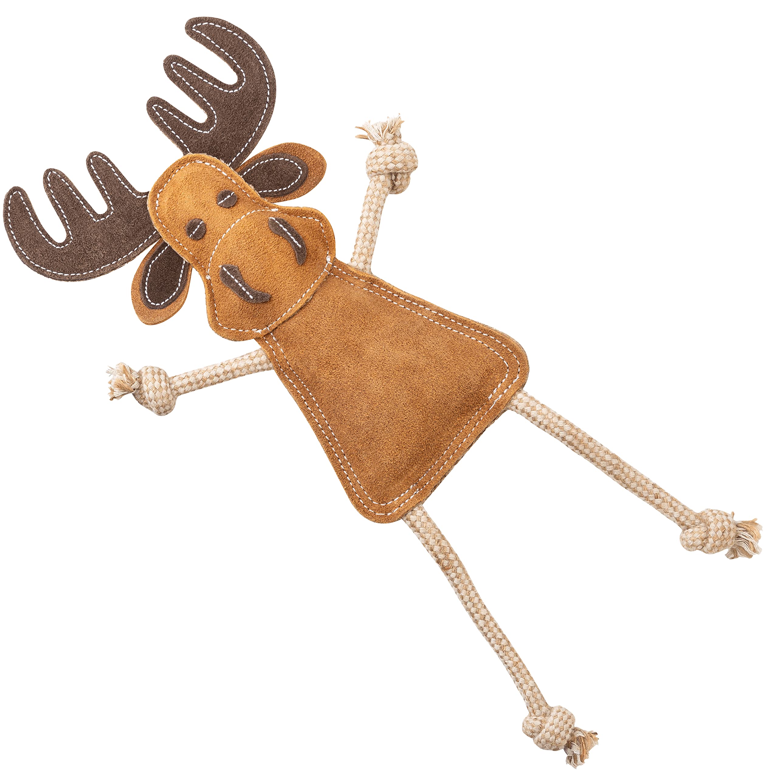 Schnüffelfreunde Willi Dog Toy - Elk with Tug Rope - Tug Toy - Chew Toy for Dogs Made of Leather