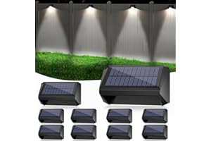 LANSOW Solar Fence Lights 10 Pack, Cool White, Warm White and White, Solar Deck Lights Outdoor Waterproof, Dusk to Dawn Solar Powered Lights Decor for Outside, Step, Yard, Patio, Wall, Stair(Black)
