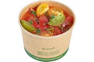 Restaurantware Paper Soup Containers 25 Pack Of 8 oz Disposable Kraft To Go Hot Soup Serving Bowls BPI-Certified Compostable Leakproof Stackable Food Containers For Noodles, Pasta And Desserts