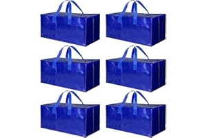 Simple Deluxe 6 Pack Extra Large Moving Bags with Backpack Straps, Strong Handles/Zippers, Heavy Duty Storage Tote For Moving
