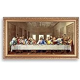 The Last Supper by Leonardo Da Vinci The World Classic Art Reproductions,Giclee Prints Framed WallArt for Home Decor,Image Size:24x12 inches,Gold Art Framed Size:26.75x14.5 inchs
