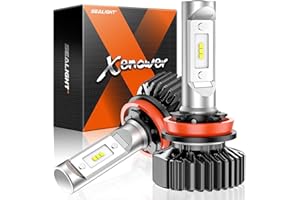 SEALIGHT H1 1 LED Bulbs for H9 H8 Light Bulbs, SuperBright 6000K White, 1:1 Size Plug-N-Play Design, Canbus Eror Free AntiHyper Flashing, Pack of 2