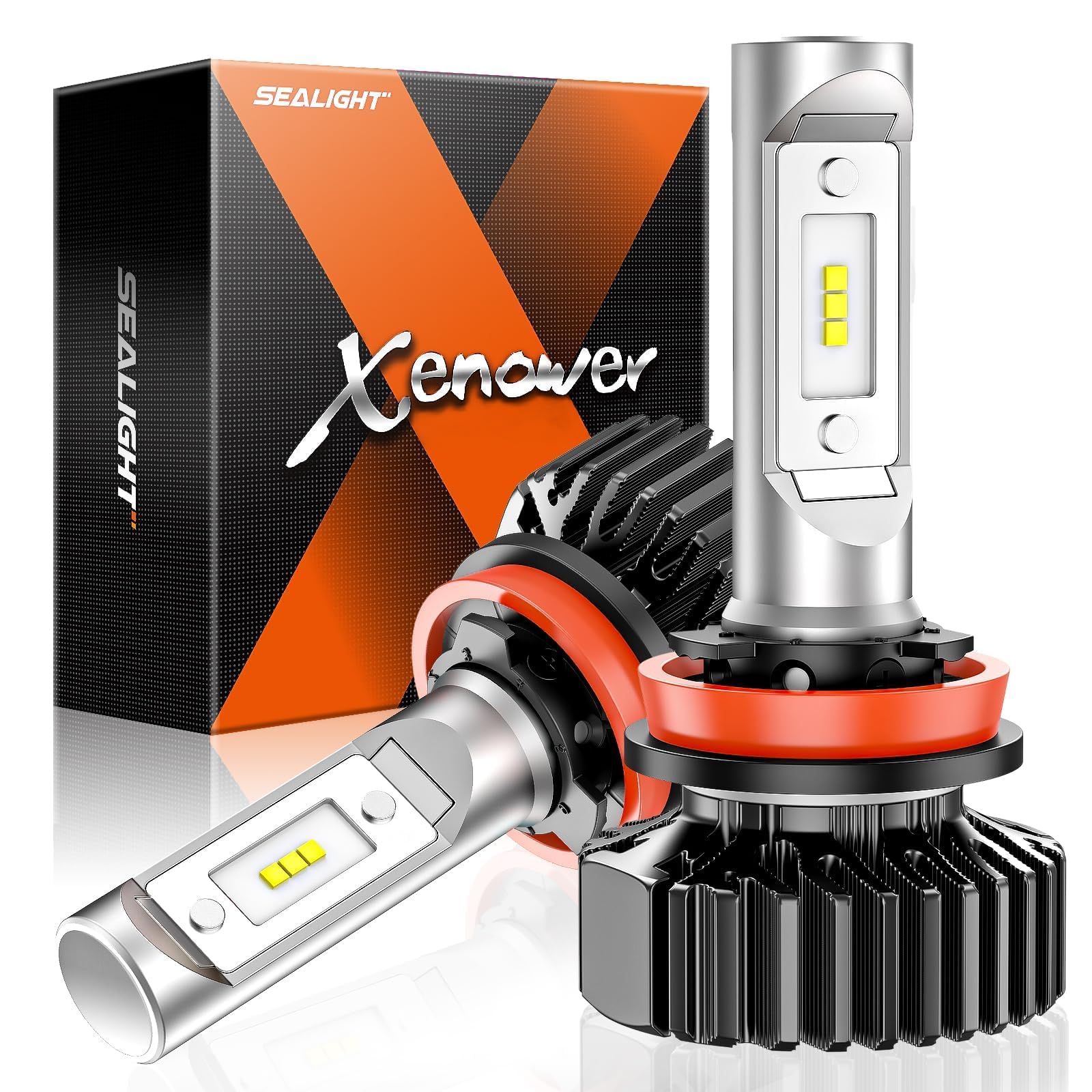 Photo 1 of SEALIGHT H1 1 LED Bulbs for H9 H8 Light Bulbs, SuperBright 6000K White, 1:1 Size Plug-N-Play Design, Canbus Eror Free AntiHyper Flashing, Pack of 2