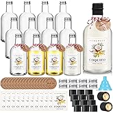 Baderke 12 Set Christmas Plastic Coquito Bottles 16 oz Christmas Wine Bottles with Caps and Tags Xmas Homemade Coquito for Home Brewing Xmas Party Favors (Black)