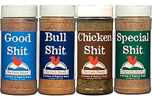 Big Cock Ranch Gourmet Seasoning Bundle All-Purpose Special Shit 13oz, Bull Shit for Steak 12oz, Good Shit Sweet N' Salty 11oz and Chicken Shit 12oz Gluten-Free and No MSG