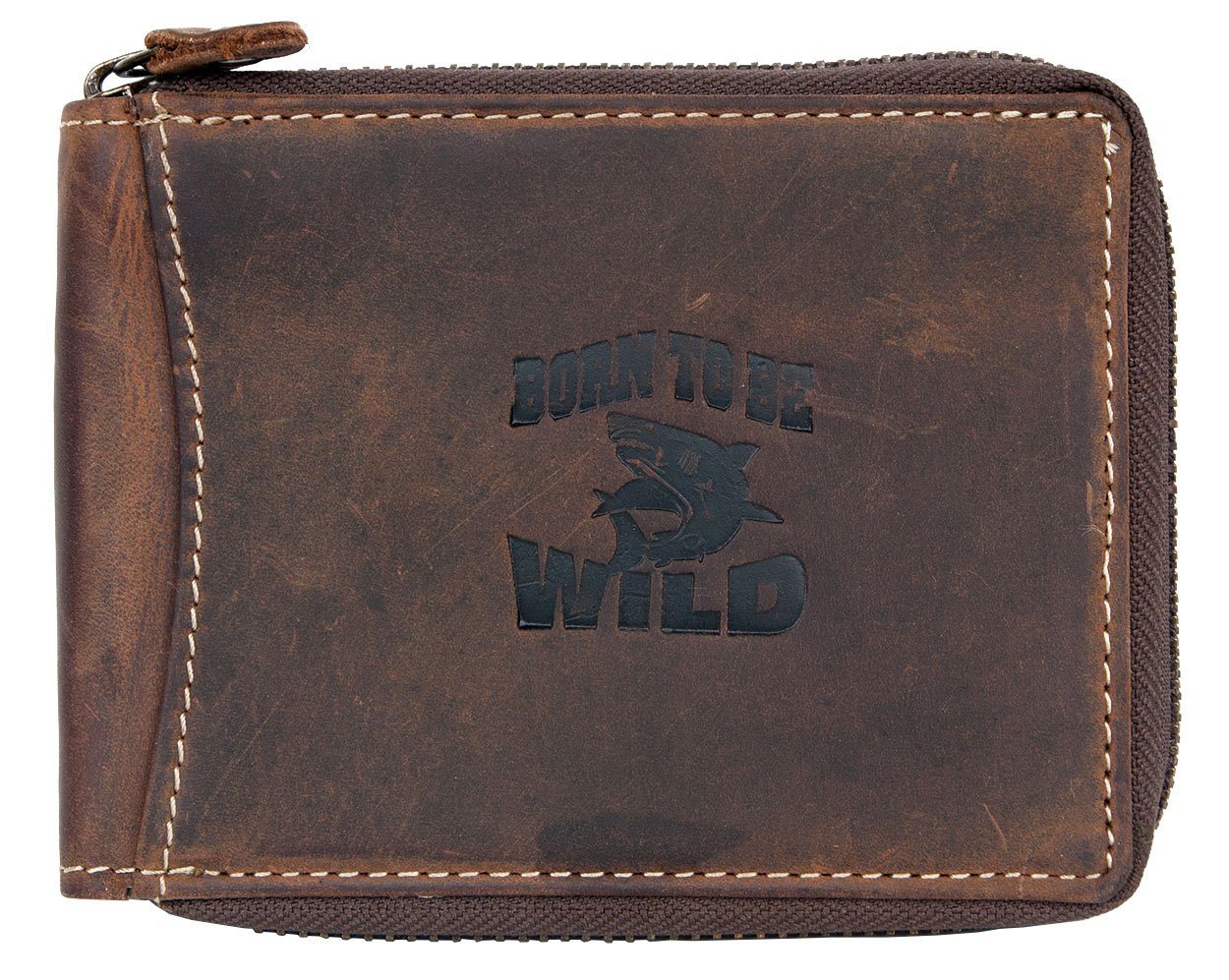 Men's Schark Natural Hunter Style Genuine Leather Wallet
