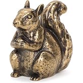 LOGOFUN Solid Brass Squirrel Figurine for Desktop Decor | Works for Collections, Seasonal Arrangements, and Room Decor, Squirrel Desktop Styling Creates a Display Focal Point