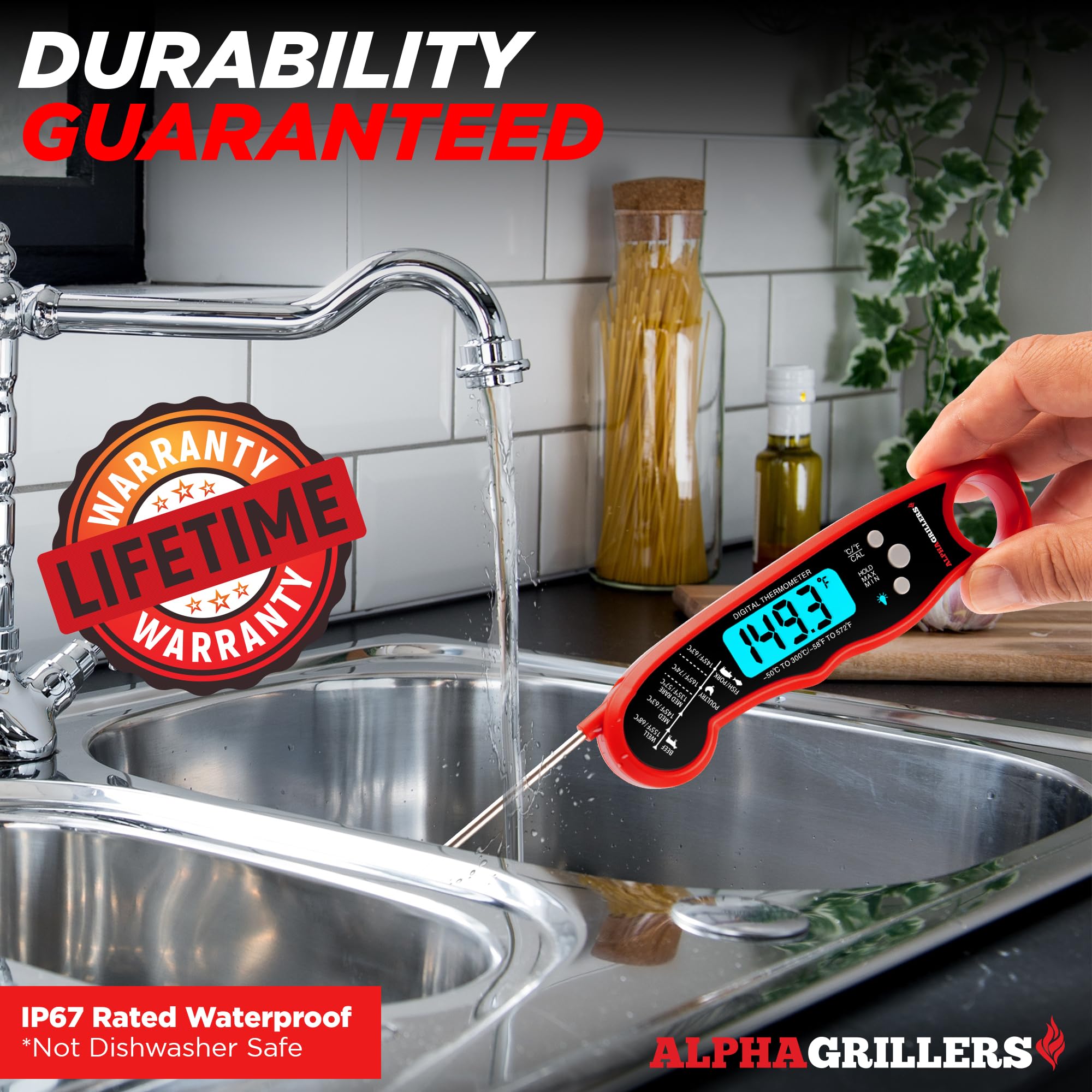 Alpha Grillers Instant Read Meat Thermometer For Grill And Cooking. Best Waterproof Ultra Fast