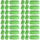Canlierr 48pcs 16 Sets Neon 80's Sweatbands for Women Men Headband Wristband Set 16 Headband and 32 Wristbands Football Wristbands Sports Accessories Halloween Cosplay Glow Party