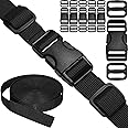 3/4" Straps and Buckles Set: 6 yard Nylon Webbing 0.75 inch (20 mm) Wide, 6 pack Side Release Buckle, 12 pcs Tri-Glide Sliders, Plastic Clips Quick Fasteners Replacement Dual Adjustable No Sewing