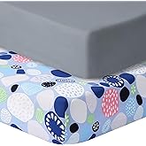 GUNTAIL Baby Crib Sheets for Boys Girls, 2 Pack Fitted Crib Sheet for Standard Crib and Toddler Mattress, Soft Microfiber Baby Sheet 52x28x8in. (Cobblestone & Dark Gray)