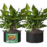 FVOTNW 2-Pack 20 Gallon Fabric Grow Bags with Handle, Heavy Duty 300G Thickened Nonwoven with Handles and Reusable, Suitable for Garden Vegetables,Fruits and Flowers(Black)